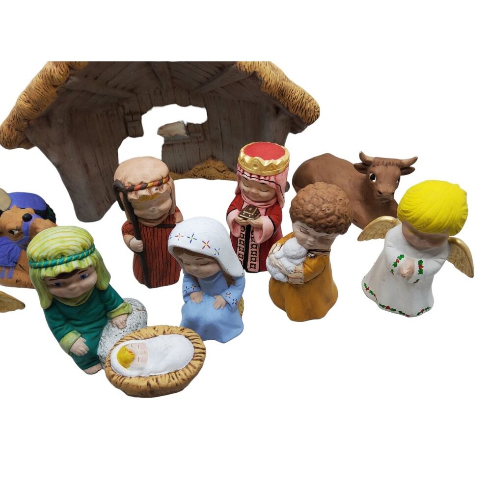 vintage 11pc ceramic children nativity scene - Picture 5 of 7